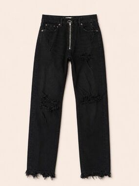 Pistola Distressed Black Zip Front Jeans | Size 25 | Excellent Condition